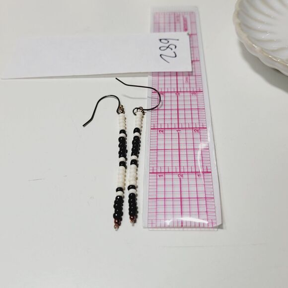 seed bead earrings 682#mfs Seed Beaded minimalist stick earrings sweater stripes - Picture 4 of 5